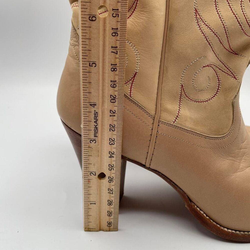 Dan Post Women's 7M Tan Heeled Cowboy Boots Vintage Cowgirl Boho Western Indie - Picture 7 of 8